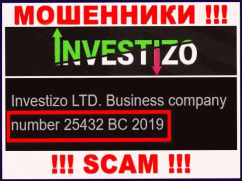 Инвестицо Лтд internet лохотронщиков Investizo LTD зарегистрировано под вот этим номером регистрации - 25432 BC 2019