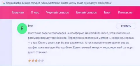 Web-сервис бубле-брокерс ком представил информацию о FOREX компании WestMarket Limited