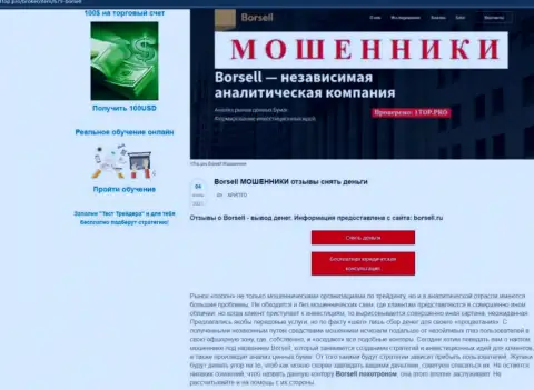 Обзор scam-компании Borsell Ru - это ШУЛЕРА !!!
