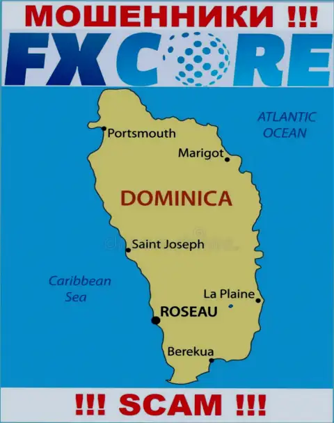 FX Core Trade - это internet-лохотронщики, их адрес регистрации на территории Dominica