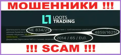 Не связывайтесь с компанией LootsTrading Com, зная их лицензию, размещенную на web-портале, Вы не спасете финансовые активы