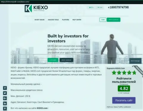 Рейтинг форекс дилинговой организации KIEXO, размещенный на онлайн-ресурсе BitMoneyTalk Com