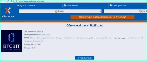 Краткая инфа об интернет обменке БТЦ Бит выложена на web-сайте иксрейтес ру