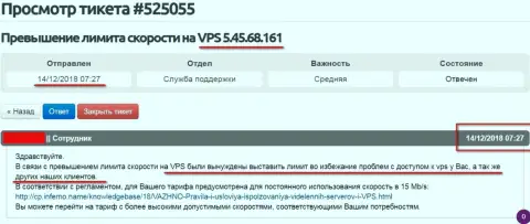 Хостер провайдер заявил, что ВПС сервера, где именно и хостится интернет-сервис ffin.xyz ограничен в доступе