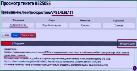 Хостинг-провайдер оповестил, что VPS веб-сервер, где хостился web-портал Forex-Brokers.Pro ограничен в скорости